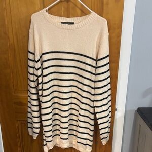 Striped Cream and Black Women's Sweater and short set